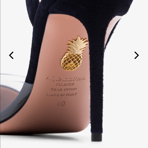 Aquazzura So Nude 85 Suede and PVC slingback Pumps - Picture 2 of 7